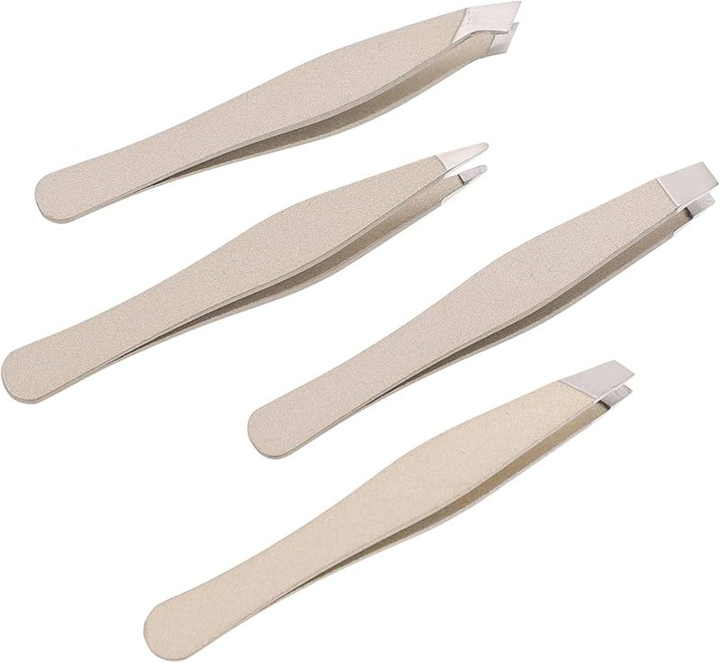 NOLITOY 4pcs Silver Eyebrow Tweezers Set For Precise Shaping And Hair Removal - Image 1
